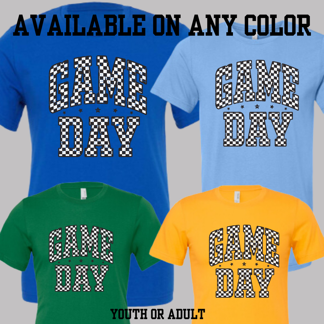 Youth Game Day Checkered Tshirt