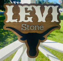 Load image into Gallery viewer, Bull Western Boys Layered Name Wall Sign Decor
