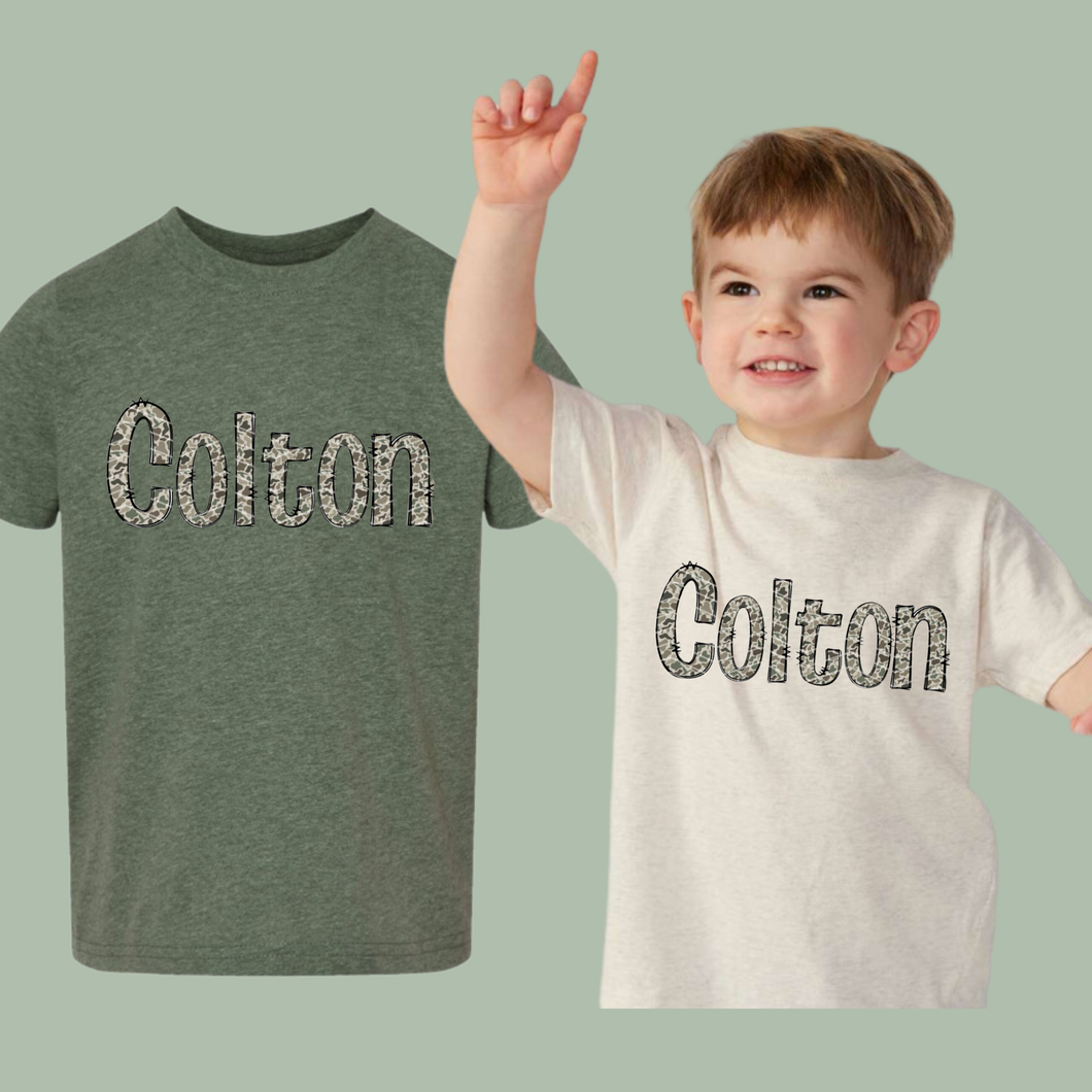 Baby Toddler Boys Camo Name Tee