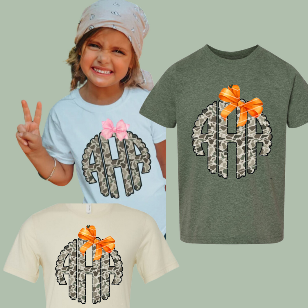 Youth Girls Camo Monogram Tee