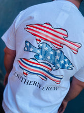 Load image into Gallery viewer, Southern Crew Patriotic Fish Youth Tee
