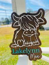 Load image into Gallery viewer, Highland Cow Girls Layered Name Wall Sign Decor
