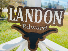 Load image into Gallery viewer, Bull Western Boys Layered Name Wall Sign Decor
