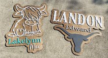 Load image into Gallery viewer, Bull Western Boys Layered Name Wall Sign Decor
