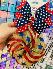 Load image into Gallery viewer, Patriotic Spin wheel 5 inch Hair Bow
