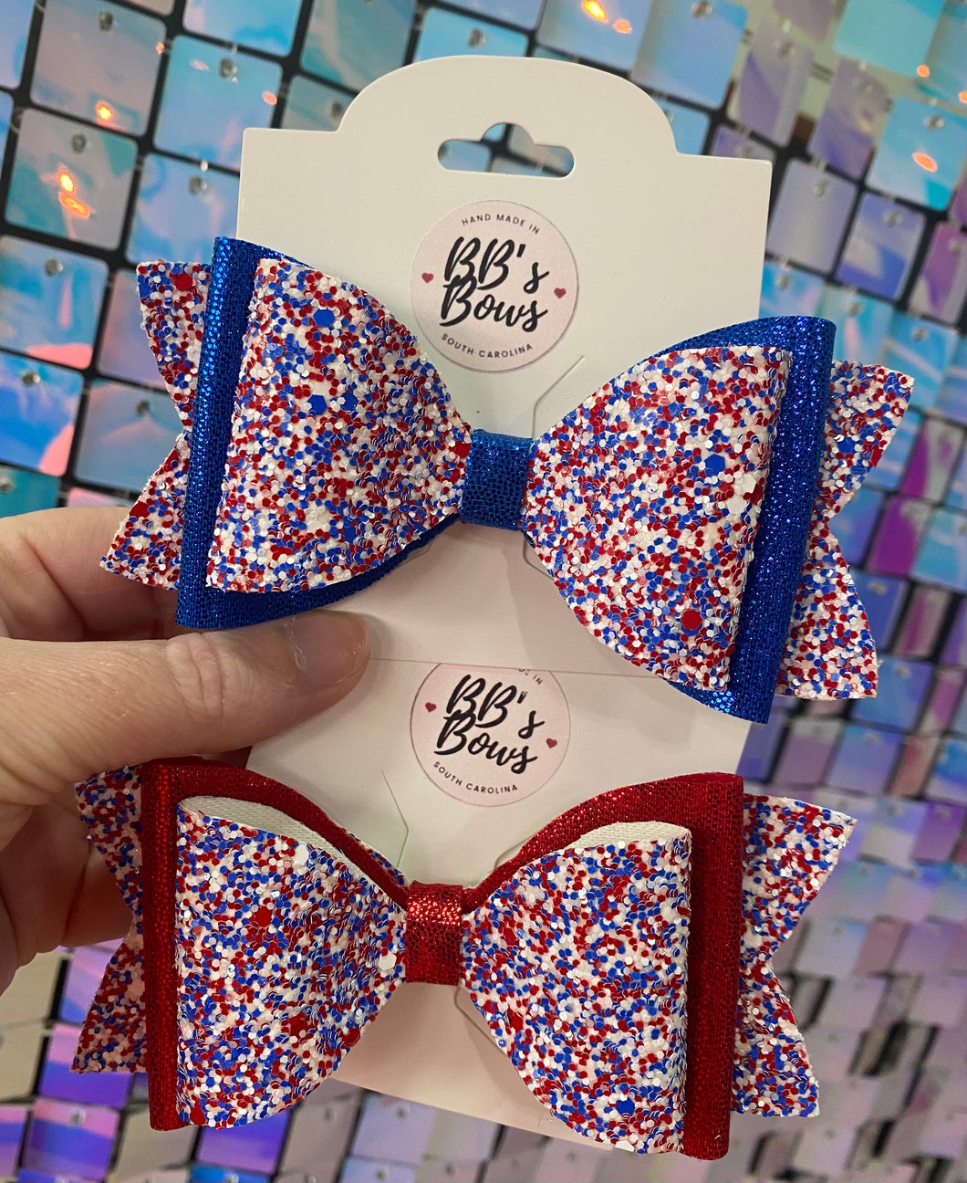 Patriotic Glitter 4.5 inch Hair Bow