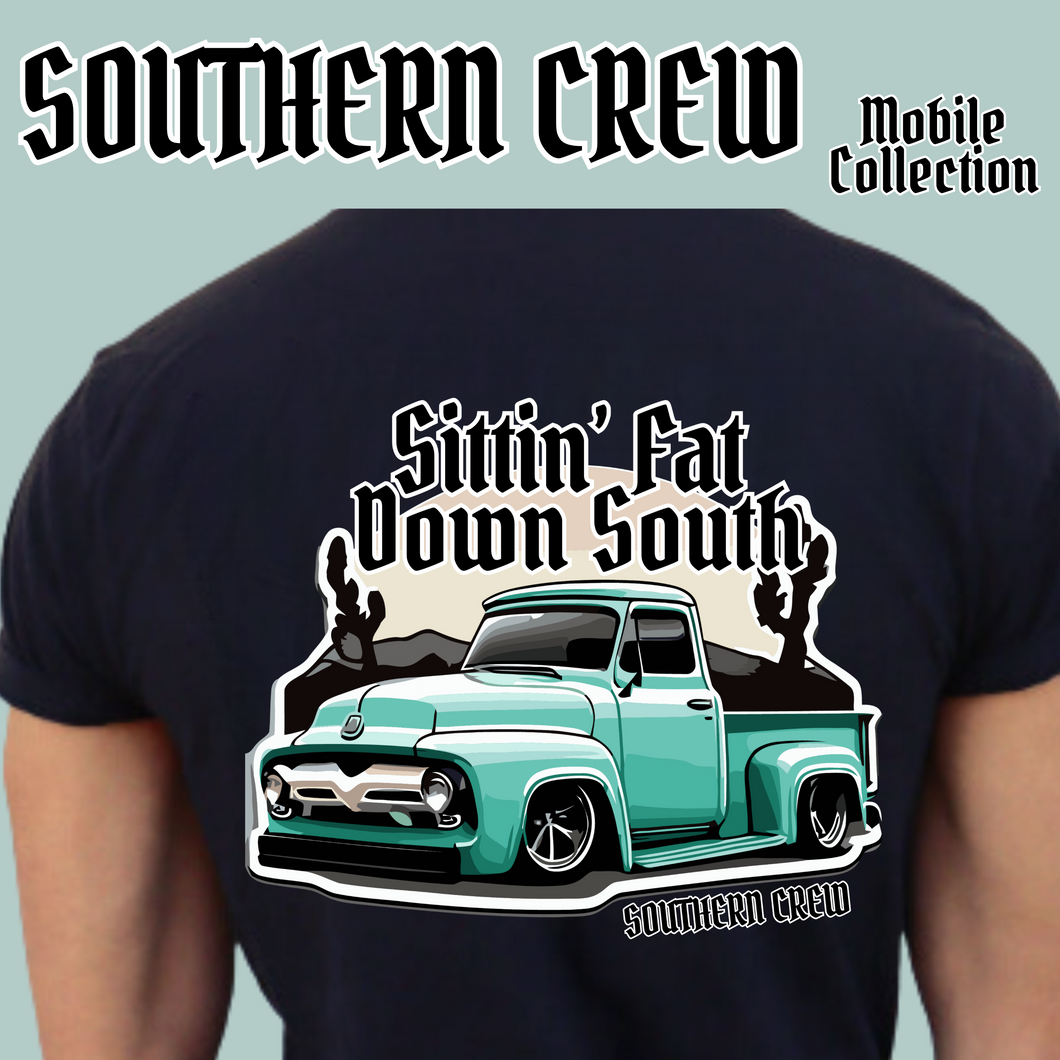 Sittin' Fat Down South Ford Truck Southern Crew Tee