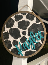 Load image into Gallery viewer, Cow Print Name Wall Sign
