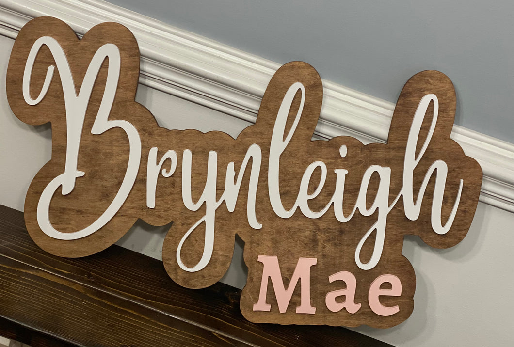 Baby Toddler Youth Girls Layered Name Wall Sign Decor