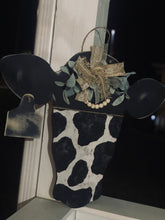 Load image into Gallery viewer, Cow Head Fabric Farmhouse Door Hanger
